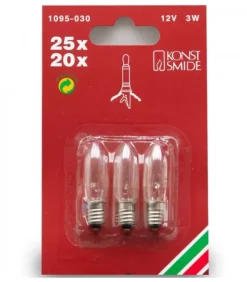 Konstsmide, guirlandes lumineuses de Noël 3 Ampoules De Rechange 12V, 3W Pour Chandelier Electrique 20 A 25 Lampes