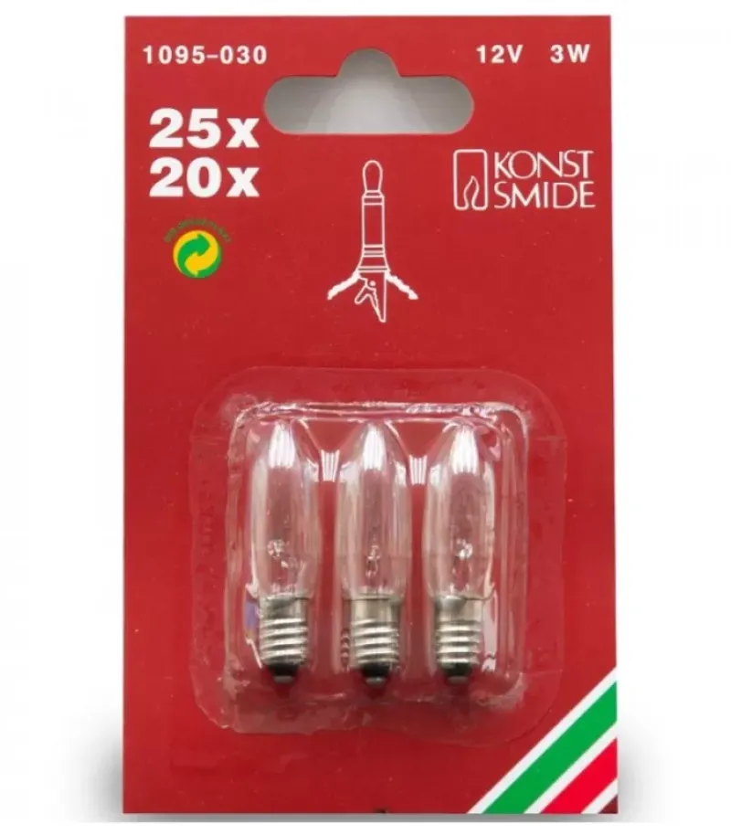 Konstsmide, guirlandes lumineuses de Noël 3 Ampoules De Rechange 12V, 3W Pour Chandelier Electrique 20 A 25 Lampes