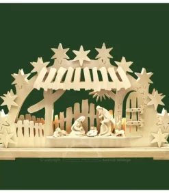 Ratags, décos de Noël lumineuses en bois Arche Lumineuse Led, Personnages Crèche De Noël En Bois Naturel Cisele