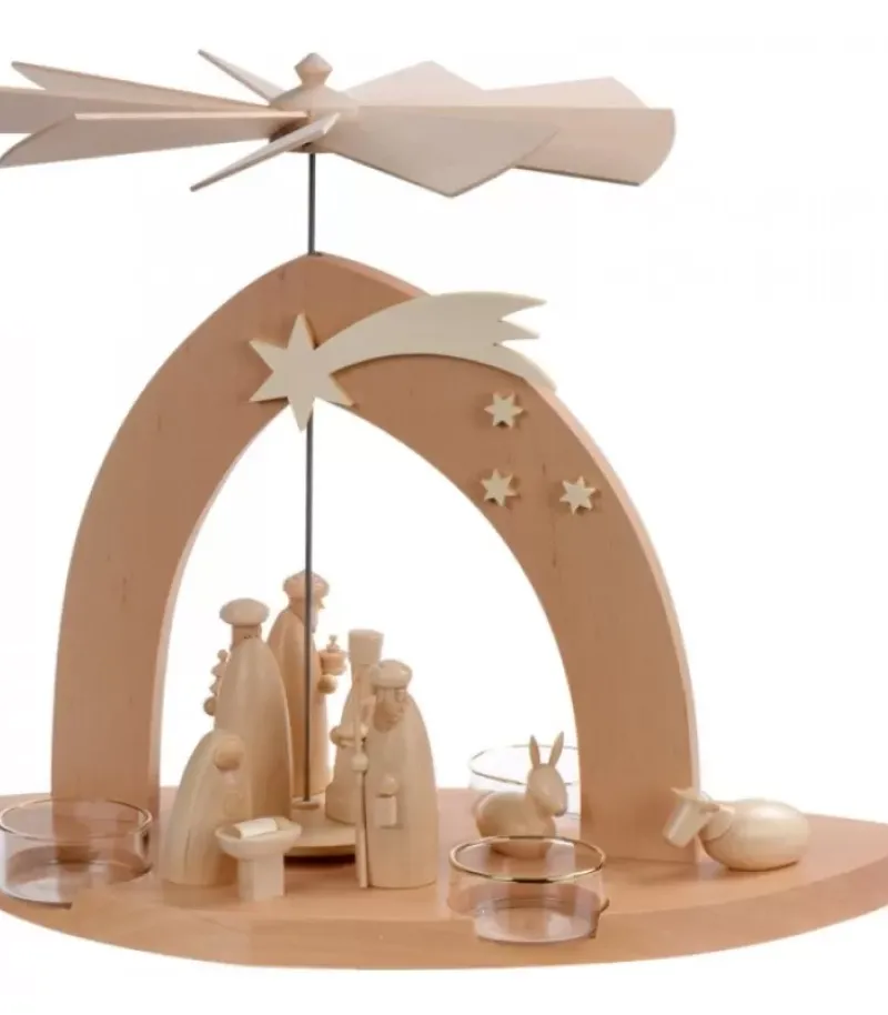 Schalling, crèche moderne Arche Pyramide Moderne De Noël En Bois D'Aulne