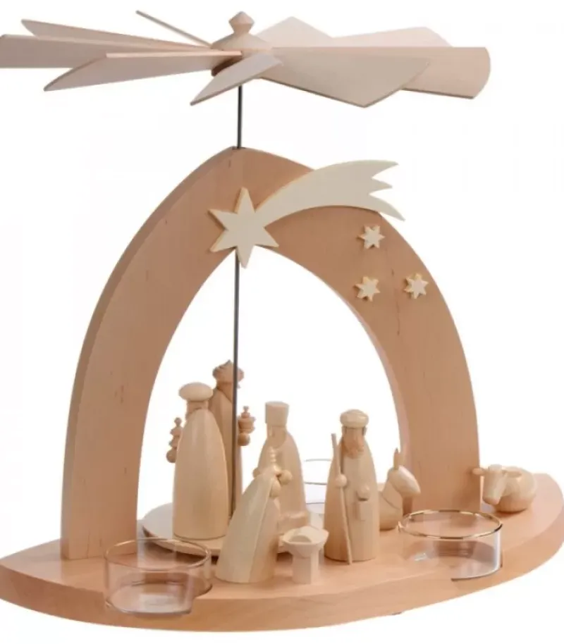 Schalling, crèche moderne Arche Pyramide Moderne De Noël En Bois D'Aulne