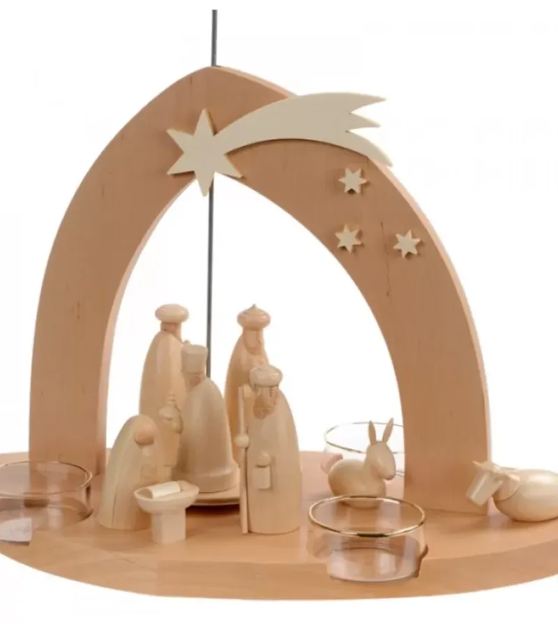 Schalling, crèche moderne Arche Pyramide Moderne De Noël En Bois D'Aulne