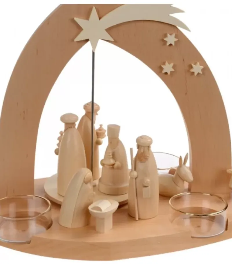 Schalling, crèche moderne Arche Pyramide Moderne De Noël En Bois D'Aulne