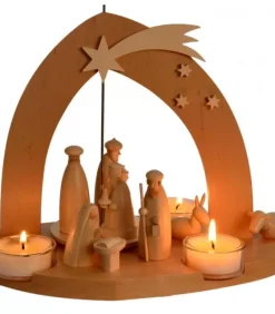 Schalling, crèche moderne Arche Pyramide Moderne De Noël En Bois D'Aulne