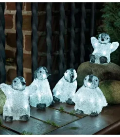 Konstsmide, guirlandes lumineuses de Noël Bebes Pingouins Lumineux Led En Acrylique, 12,5 Cm
