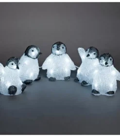 Konstsmide, guirlandes lumineuses de Noël Bebes Pingouins Lumineux Led En Acrylique, 12,5 Cm
