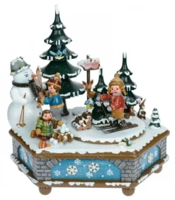 Hubrig, figurines pour enfant Boite A Musique Noël, Jeux D'Enfants Dans LÀ Neige
