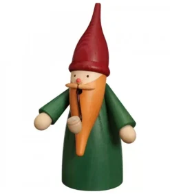 Seiffener Volkskunst Bonhomme Fumeur Père Noël Manteau Vert