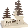 Waldfabrik, photophore en bois et étoile sapin de Noël Bougeoir De Table Décoratif, Cerf Et Biche