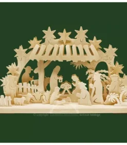 Ratags, décos de Noël lumineuses en bois Bougeoir Electrique Led Crèche De Noël Etable En Bois