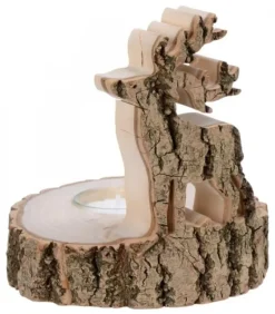 Waldfabrik, photophore en bois et étoile sapin de Noël Bougeoir En Bois Brame Du Cerf, 13 Cm