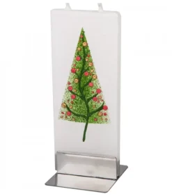 Flatyz, bougie décorative scandinave Bougie Déco Sapin De Noël Fantasie Et Boules Colorees