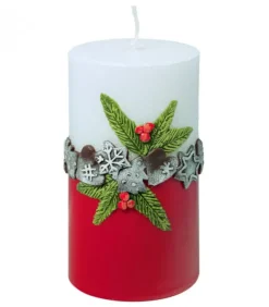Ewa Kerzen, bougies de Noël et bougies de l'Avent Bougie Décorative De Noël, Blanc Rouge, 12 Cm