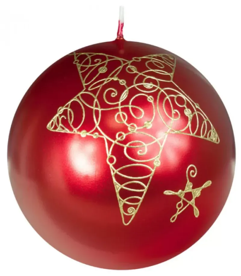 Ewa Kerzen, bougies de Noël et bougies de l'Avent Bougie De Noël Boule Avec Etoile, 8 Cm