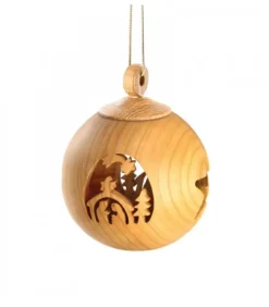 Waldfabrik, photophore en bois et étoile sapin de Noël Boule De Noël En Bois, Motif Crèche, 6 Cm