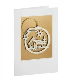 Waldfabrik, photophore en bois et étoile sapin de Noël Carte De Voeux Avec Motif Crèche De Noël