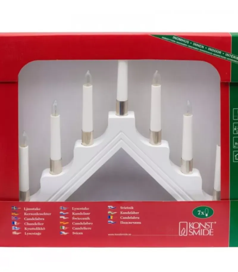 Konstsmide, guirlandes lumineuses de Noël Chandelier À 7 Branches Electrique En Bois Blanc