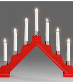 Konstsmide, guirlandes lumineuses de Noël Chandelier À 7 Branches En Bois, Rouge