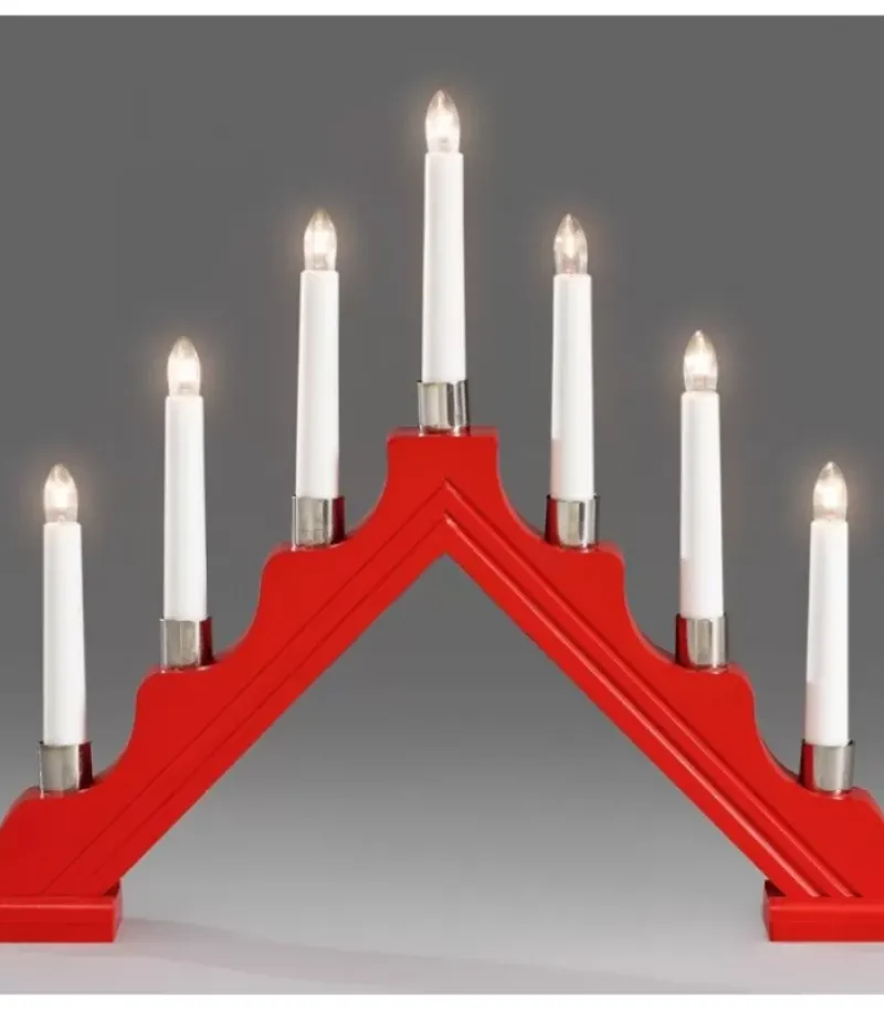 Konstsmide, guirlandes lumineuses de Noël Chandelier À 7 Branches En Bois, Rouge