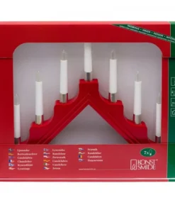 Konstsmide, guirlandes lumineuses de Noël Chandelier À 7 Branches En Bois, Rouge