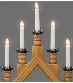 Konstsmide, guirlandes lumineuses de Noël Chandelier 7 Bougies Electriques En Bois De Chene