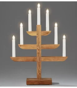 Konstsmide, guirlandes lumineuses de Noël Chandelier 7 Branches En Bois De Chene Huile, 46 Cm