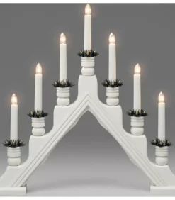 Konstsmide, guirlandes lumineuses de Noël Chandelier Blanc À 7 Branches, Bougies Electriques