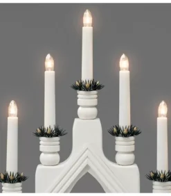 Konstsmide, guirlandes lumineuses de Noël Chandelier Blanc À 7 Branches, Bougies Electriques