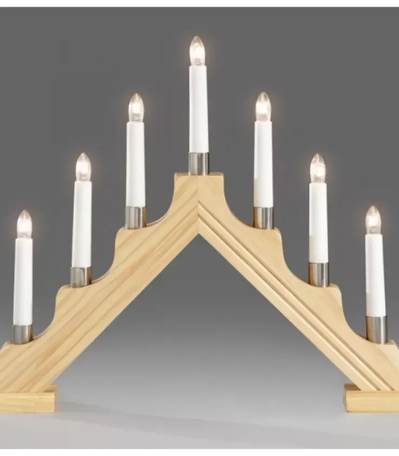 Konstsmide, guirlandes lumineuses de Noël Chandelier De Noël À 7 Branches, Bois Naturel