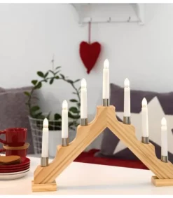 Konstsmide, guirlandes lumineuses de Noël Chandelier De Noël À 7 Branches, Bois Naturel