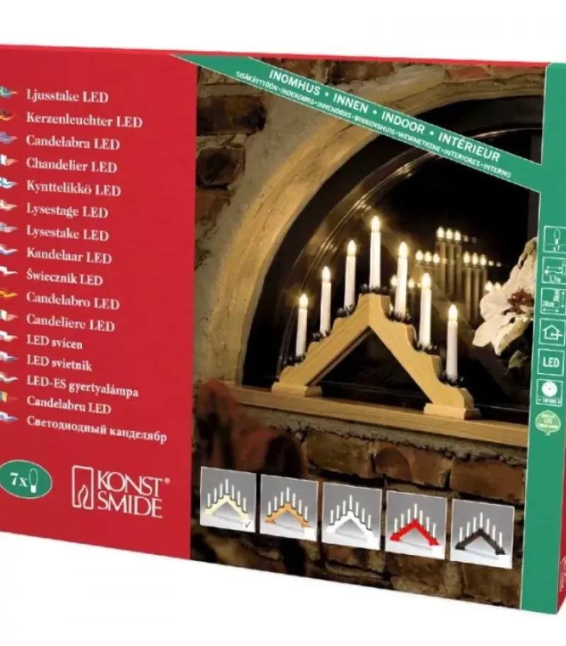 Konstsmide, guirlandes lumineuses de Noël Chandelier De Noël 7 Branches Bois De Chene