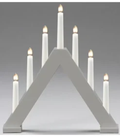 Konstsmide, guirlandes lumineuses de Noël Chandelier En Bois Scandinave, Laque Gris Mat, 7 Ampoules