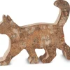 Waldfabrik, photophore en bois et étoile sapin de Noël Chat En Bois Marchant, 9,5 Cm