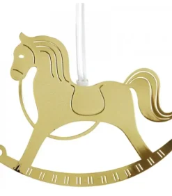 Pluto Produkter, déco de Noël Scandinave Cheval A Bascule Design En Metal Dore A Suspendre