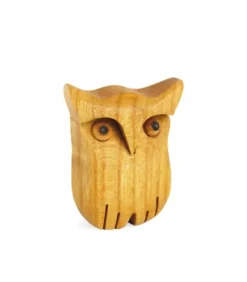 Waldfabrik, photophore en bois et étoile sapin de Noël Chouette En Bois Poli, 3,5 Cm