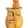 Waldfabrik, photophore en bois et étoile sapin de Noël Chouette En Bois Poli Avec Deux Enfants, 8 Cm