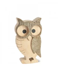 Waldfabrik, photophore en bois et étoile sapin de Noël Chouette Hulotte En Bois, 8 Cm