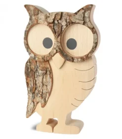 Waldfabrik, photophore en bois et étoile sapin de Noël Chouette Hulotte En Bois, 14 Cm