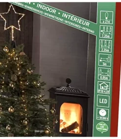 Konstsmide, guirlandes lumineuses de Noël Cime Sapin De Noël, Voile Guirlande Avec Etoile Doree, 274 Diodes Led