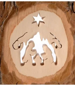 Waldfabrik, photophore en bois et étoile sapin de Noël Crèche A Poser En Ecorce De Bois, 11 Cm