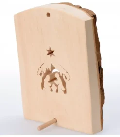 Waldfabrik, photophore en bois et étoile sapin de Noël Crèche A Poser En Ecorce De Bois, 11 Cm