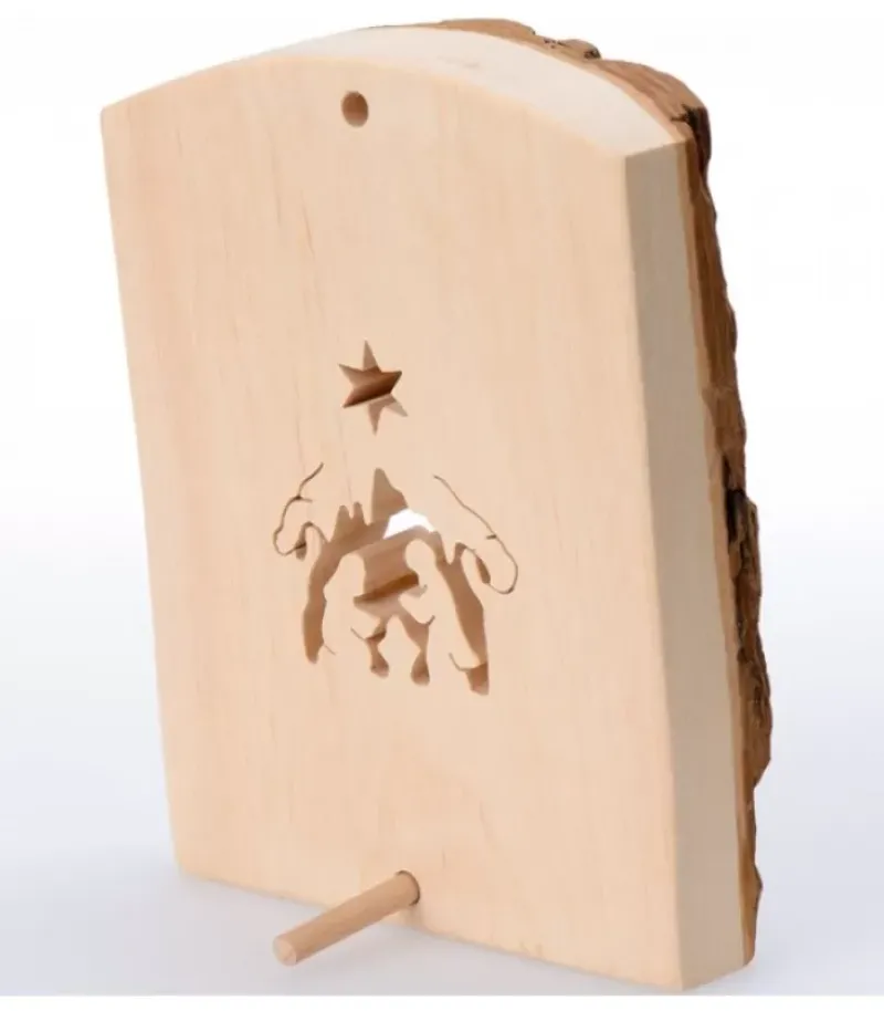 Waldfabrik, photophore en bois et étoile sapin de Noël Crèche A Poser En Ecorce De Bois, 11 Cm