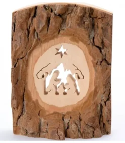 Waldfabrik, photophore en bois et étoile sapin de Noël Crèche A Poser En Ecorce De Bois, 11 Cm