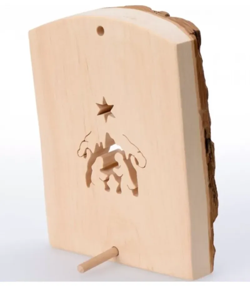 Waldfabrik, photophore en bois et étoile sapin de Noël Crèche A Poser En Ecorce De Bois, 11 Cm