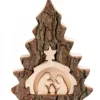 Waldfabrik, photophore en bois et étoile sapin de Noël Crèche De Noël 16 Cm, Taillee Dans Une Ecorce De Bois En Forme De Sapin