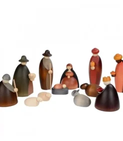 Köhler, Père Noël en bois Crèche De Noël Complete Avec 12 Personnages 12 Cm