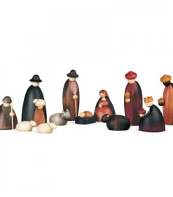 Köhler, Père Noël en bois Crèche De Noël Complete Avec 12 Personnages 17 Cm