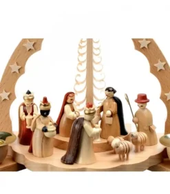 Richard Glasser, Pyramides de Noël allemandes Crèche De Noël En Bois Avec Bougeoir 18 Cm