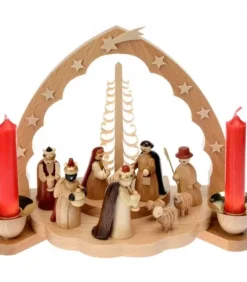 Richard Glasser, Pyramides de Noël allemandes Crèche De Noël En Bois Avec Bougeoir 18 Cm