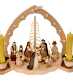 Richard Glasser, Pyramides de Noël allemandes Crèche De Noël En Bois Avec Bougeoir 18 Cm